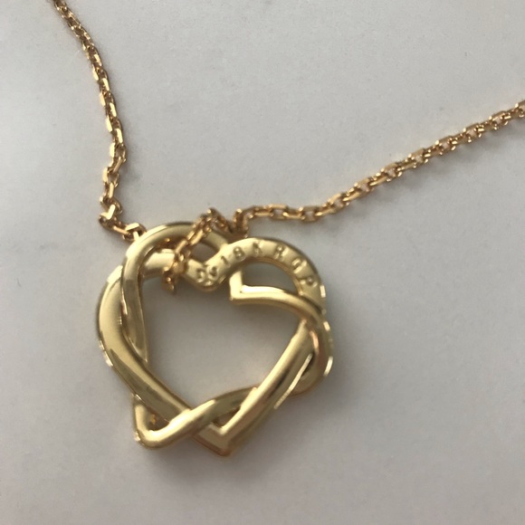 18k yellow gold plated, CZ hearts Necklace - Picture 4 of 8